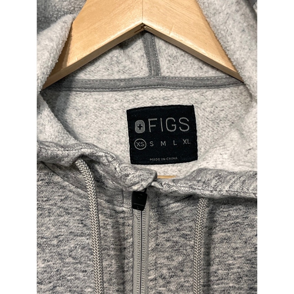 FIGS Grey Heathered Full Zip Hoodie Sweatshirt Scrubs Activewear‎ XS - Picture 2 of 6